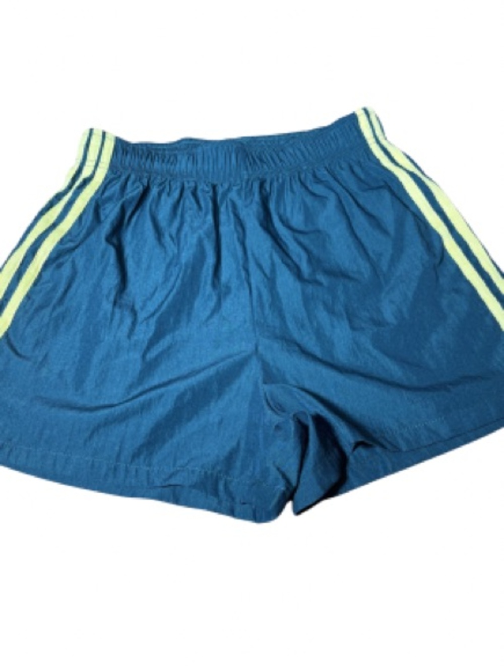 Women’s XS Green Athletic Running Shorts Yellow Side Stripe Retro Y2K